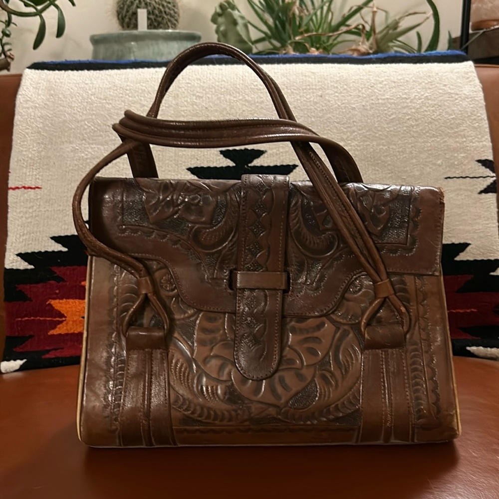 Vintage hand-tooled leather purse